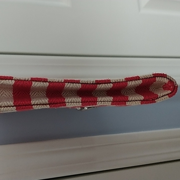Mudo Accessories Portfolio Envelope Bag Clutch Crossbody Red and White Stripe - Picture 8 of 12